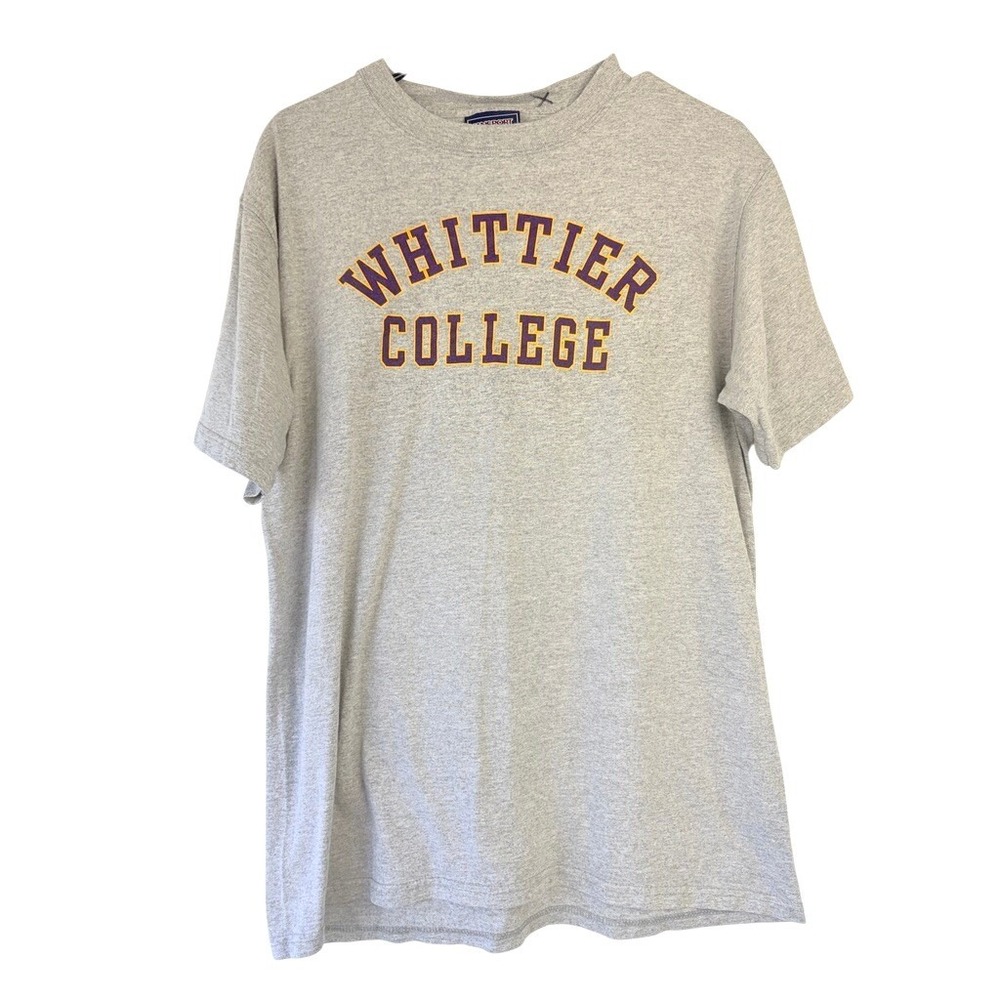 Vtg 90s JANSPORT Whittier College T-Shirt Men M Gray Graphic Collegiate Academia